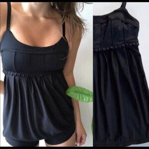 Lululemon | Black Pritti Babydoll Ruffle Workout Tank Top Size 4